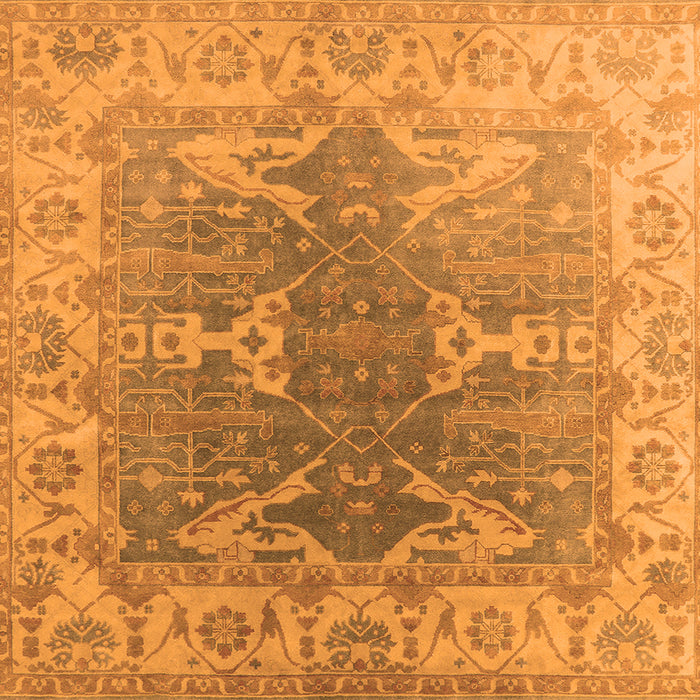 Square Machine Washable Oriental Orange Industrial Area Rugs, wshurb1609org