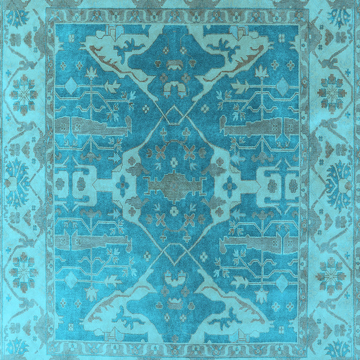 Machine Washable Oriental Light Blue Industrial Rug, wshurb1609lblu