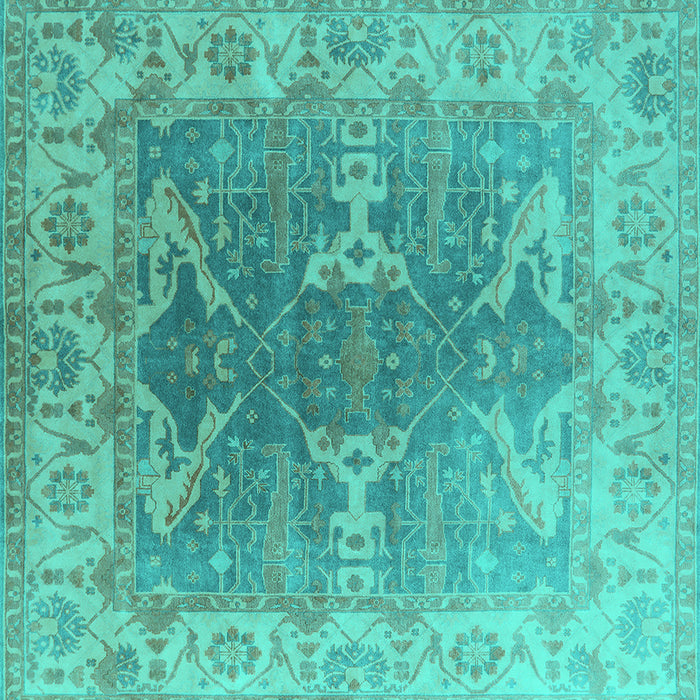 Square Oriental Turquoise Industrial Rug, urb1609turq