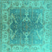 Square Oriental Turquoise Industrial Rug, urb1609turq