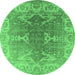 Round Oriental Emerald Green Industrial Rug, urb1609emgrn