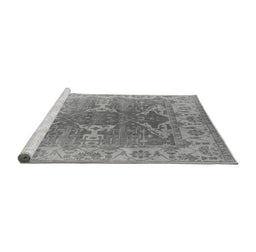 Sideview of Machine Washable Oriental Gray Industrial Rug, wshurb1609gry