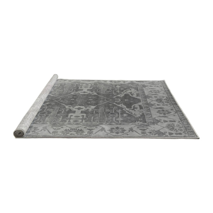 Sideview of Machine Washable Oriental Gray Industrial Rug, wshurb1609gry
