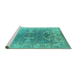 Sideview of Machine Washable Oriental Turquoise Industrial Area Rugs, wshurb1609turq