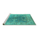 Sideview of Machine Washable Oriental Turquoise Industrial Area Rugs, wshurb1609turq