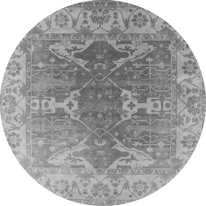 Round Machine Washable Oriental Gray Industrial Rug, wshurb1609gry
