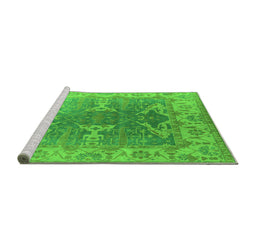 Sideview of Machine Washable Oriental Green Industrial Area Rugs, wshurb1609grn
