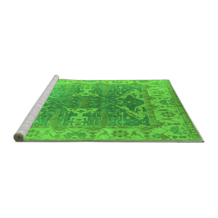 Sideview of Machine Washable Oriental Green Industrial Area Rugs, wshurb1609grn