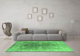Machine Washable Oriental Emerald Green Industrial Area Rugs in a Living Room,, wshurb1609emgrn