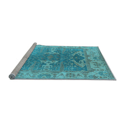 Sideview of Machine Washable Oriental Light Blue Industrial Rug, wshurb1609lblu
