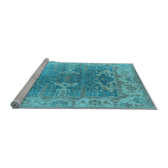 Sideview of Machine Washable Oriental Light Blue Industrial Rug, wshurb1609lblu