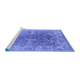 Sideview of Machine Washable Oriental Blue Industrial Rug, wshurb1609blu