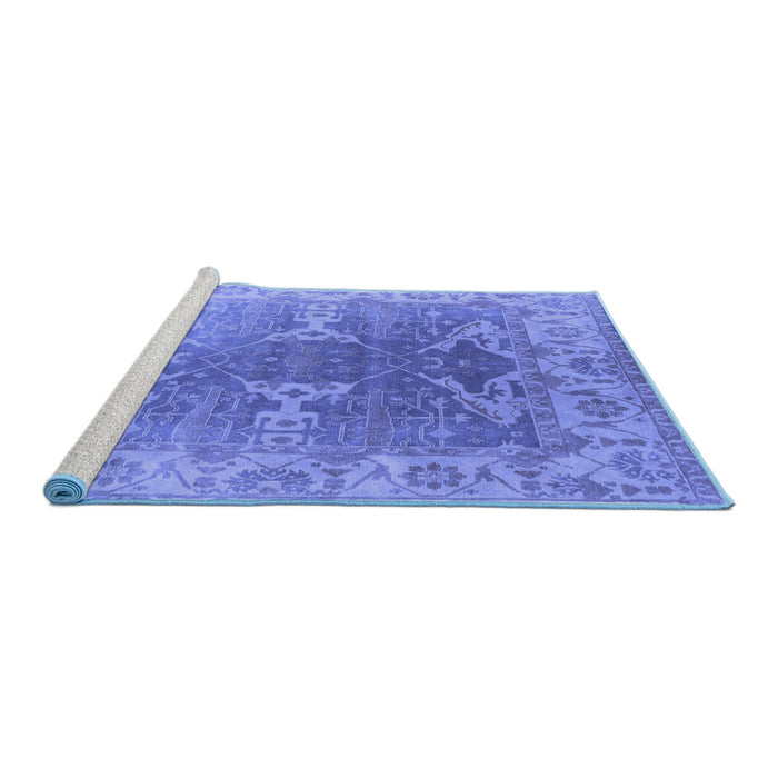 Sideview of Machine Washable Oriental Blue Industrial Rug, wshurb1609blu