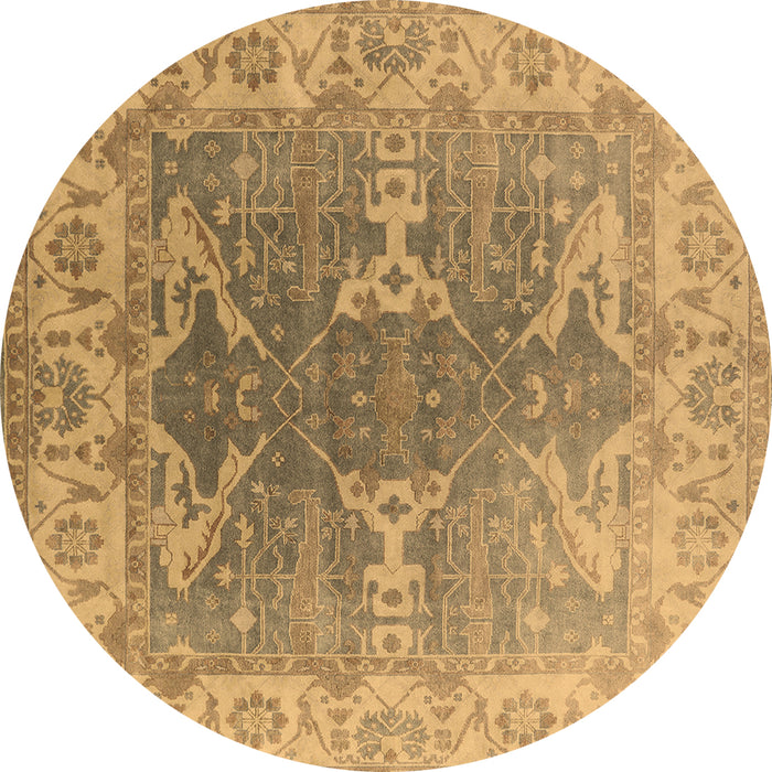 Round Machine Washable Oriental Brown Industrial Rug, wshurb1609brn