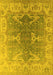 Machine Washable Oriental Yellow Industrial Rug, wshurb1609yw