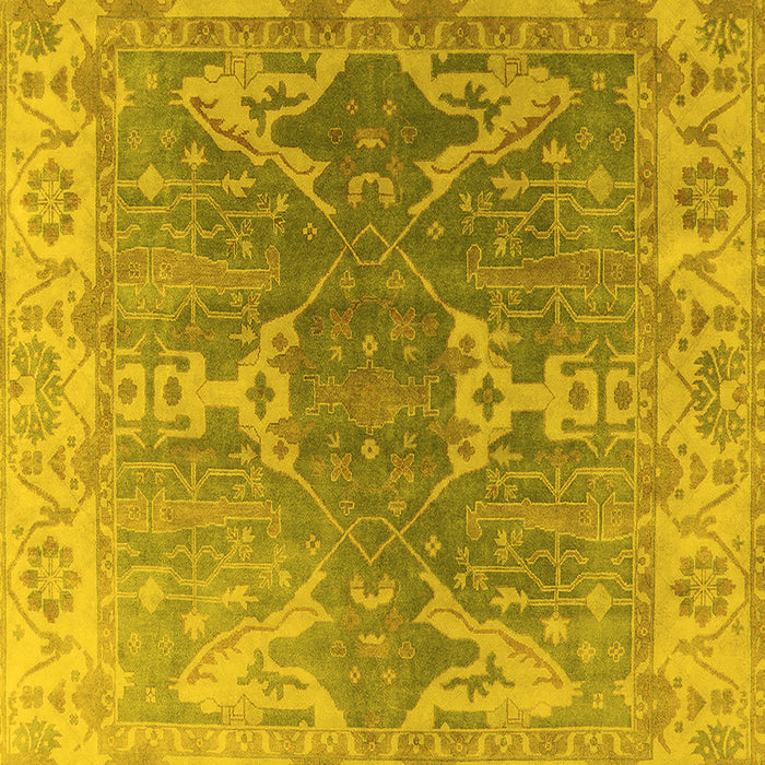 Machine Washable Oriental Yellow Industrial Rug, wshurb1609yw