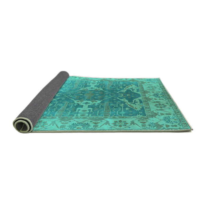 Sideview of Oriental Turquoise Industrial Rug, urb1609turq