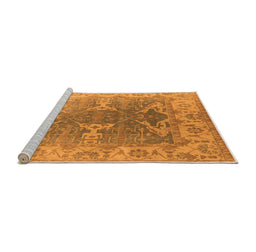 Sideview of Machine Washable Oriental Orange Industrial Area Rugs, wshurb1609org