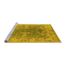 Sideview of Machine Washable Oriental Yellow Industrial Rug, wshurb1609yw
