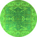 Round Oriental Green Industrial Rug, urb1609grn