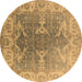 Round Oriental Brown Industrial Rug, urb1609brn