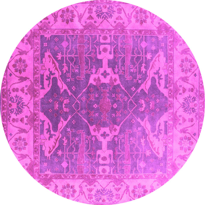 Round Machine Washable Oriental Pink Industrial Rug, wshurb1609pnk