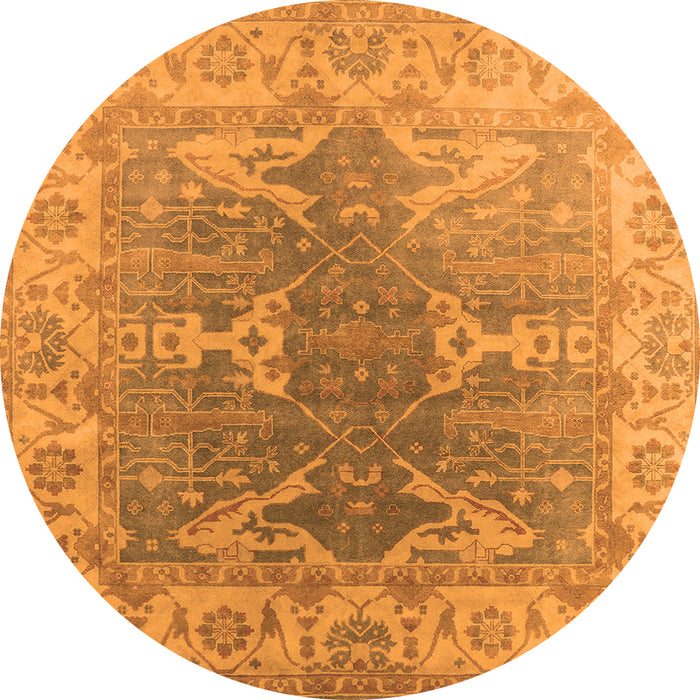 Round Machine Washable Oriental Orange Industrial Area Rugs, wshurb1609org