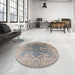 Round Machine Washable Industrial Modern Granite Gray Rug in a Office, wshurb1609