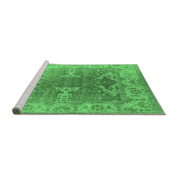 Sideview of Machine Washable Oriental Emerald Green Industrial Area Rugs, wshurb1609emgrn