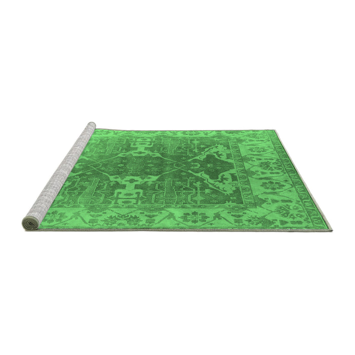 Sideview of Machine Washable Oriental Emerald Green Industrial Area Rugs, wshurb1609emgrn