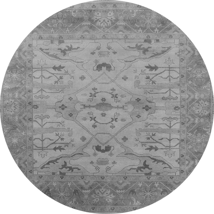 Round Machine Washable Oriental Gray Industrial Rug, wshurb1610gry