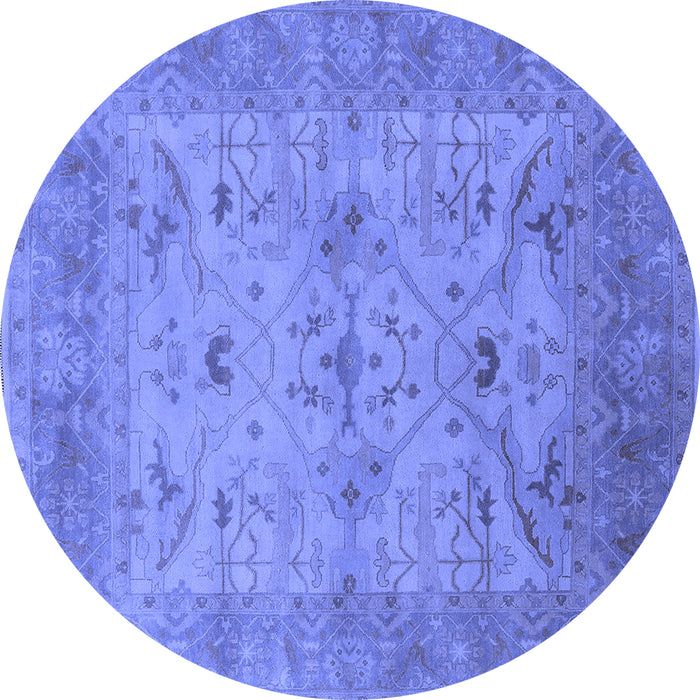 Round Oriental Blue Industrial Rug, urb1610blu