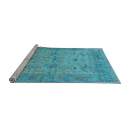 Sideview of Machine Washable Oriental Light Blue Industrial Rug, wshurb1610lblu