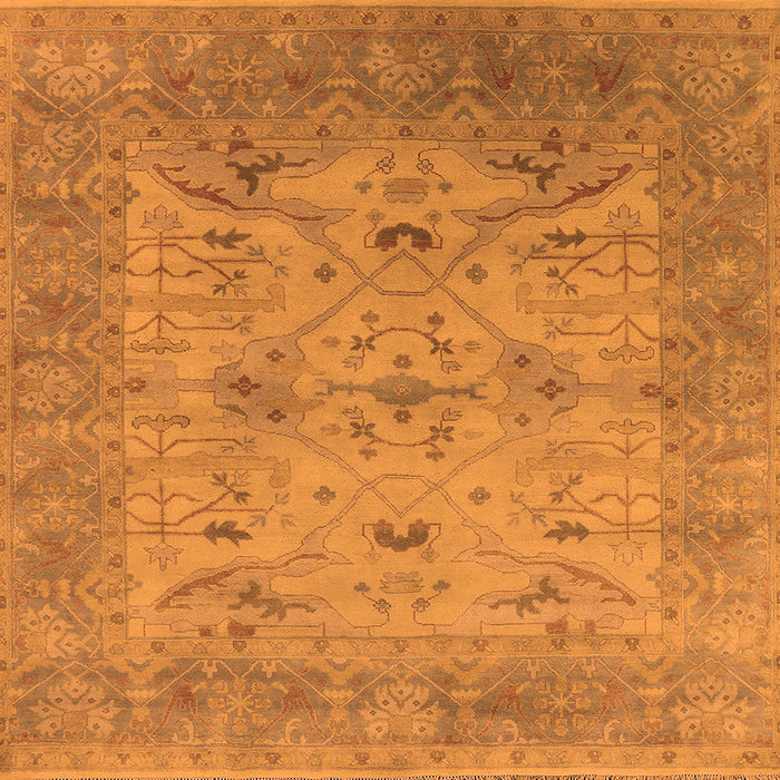 Square Machine Washable Oriental Orange Industrial Area Rugs, wshurb1610org