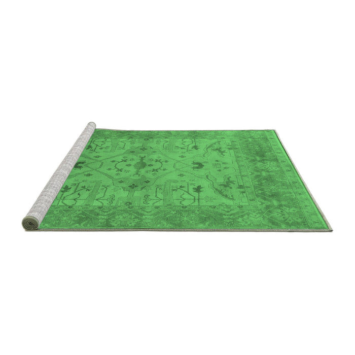 Sideview of Machine Washable Oriental Emerald Green Industrial Area Rugs, wshurb1610emgrn