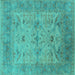 Square Oriental Turquoise Industrial Rug, urb1610turq