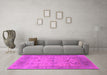 Machine Washable Oriental Pink Industrial Rug in a Living Room, wshurb1610pnk