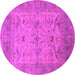 Round Machine Washable Oriental Pink Industrial Rug, wshurb1610pnk