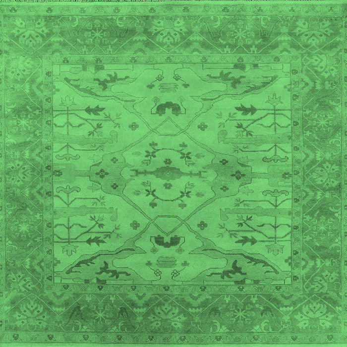 Square Machine Washable Oriental Emerald Green Industrial Area Rugs, wshurb1610emgrn