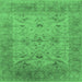 Square Machine Washable Oriental Emerald Green Industrial Area Rugs, wshurb1610emgrn