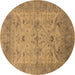 Round Oriental Brown Industrial Rug, urb1610brn