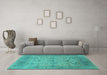 Machine Washable Oriental Turquoise Industrial Area Rugs in a Living Room,, wshurb1610turq