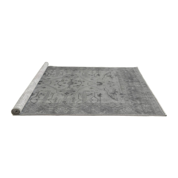 Sideview of Machine Washable Oriental Gray Industrial Rug, wshurb1610gry