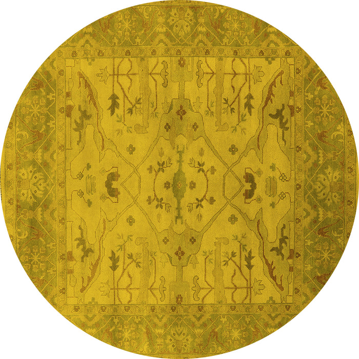 Round Oriental Yellow Industrial Rug, urb1610yw