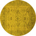 Round Oriental Yellow Industrial Rug, urb1610yw