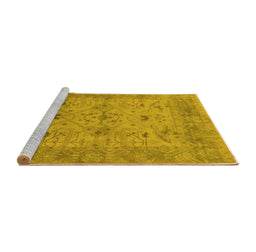 Sideview of Machine Washable Oriental Yellow Industrial Rug, wshurb1610yw