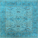 Square Machine Washable Oriental Light Blue Industrial Rug, wshurb1610lblu