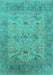 Machine Washable Oriental Turquoise Industrial Area Rugs, wshurb1610turq