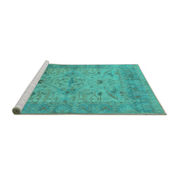 Sideview of Machine Washable Oriental Turquoise Industrial Area Rugs, wshurb1610turq