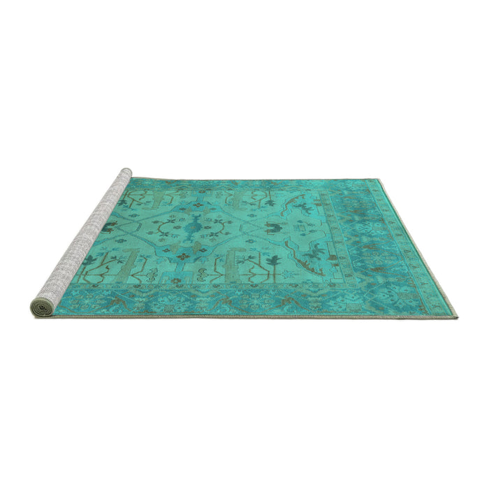 Sideview of Machine Washable Oriental Turquoise Industrial Area Rugs, wshurb1610turq